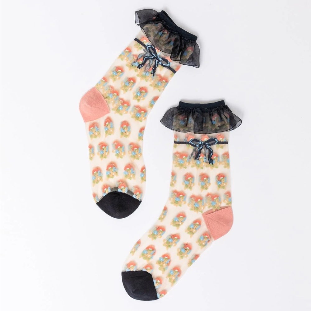 Sock Candy Mesh Socks - Repeat Floral Ruffle